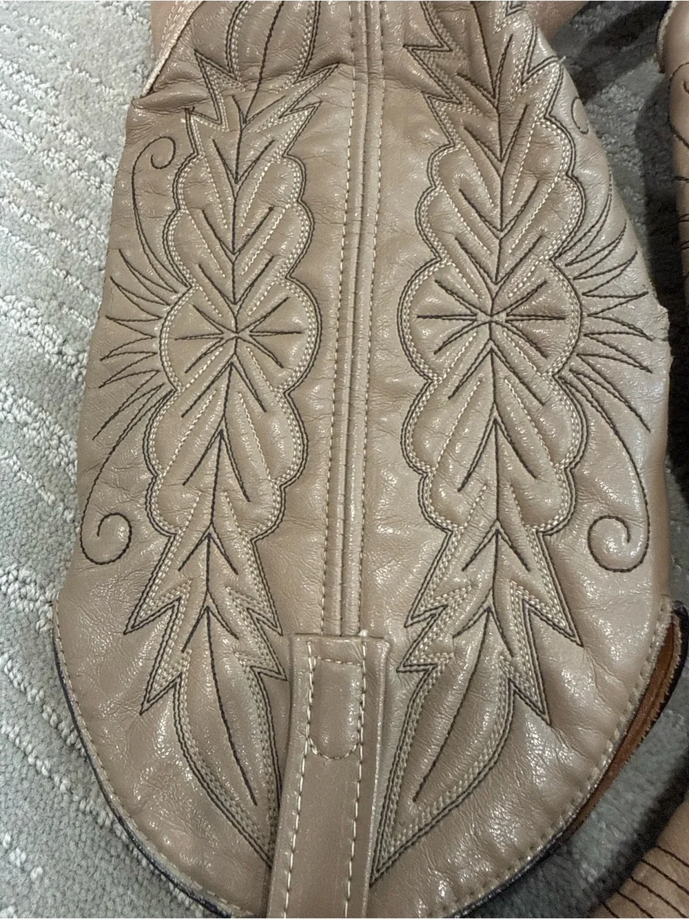 Vintage ACME Cowboy Boots Size 8D Taupe Leather Embroidered Western